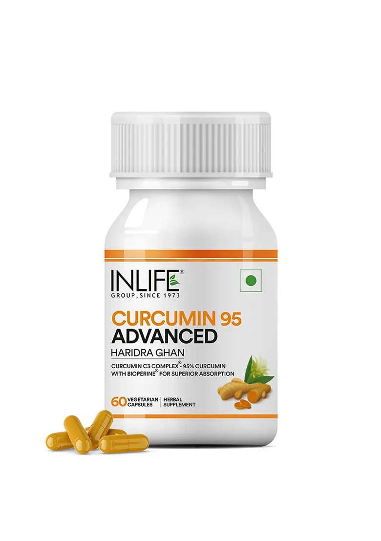 Inlife Curcumin (95% Curcuminoids) With Piperine (Bioperine), 500 Mg | Veg. Capsules - Indya