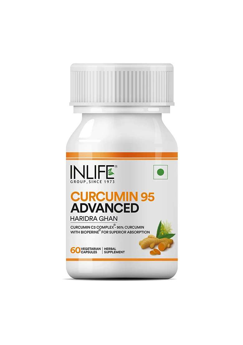 Inlife Curcumin (95% Curcuminoids) With Piperine (Bioperine), 500 Mg | Veg. Capsules - Indya