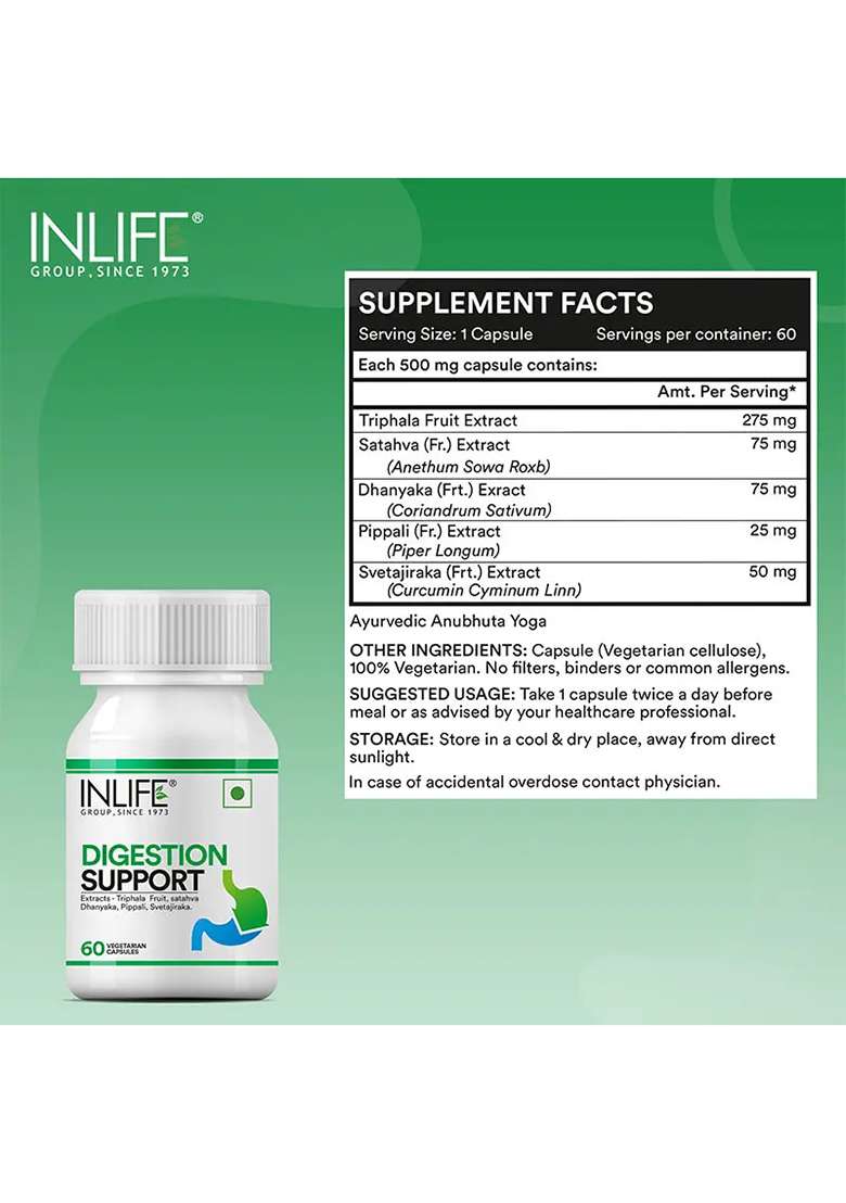 Inlife Digestion Support Capsules | Veg. Capsules - Indya