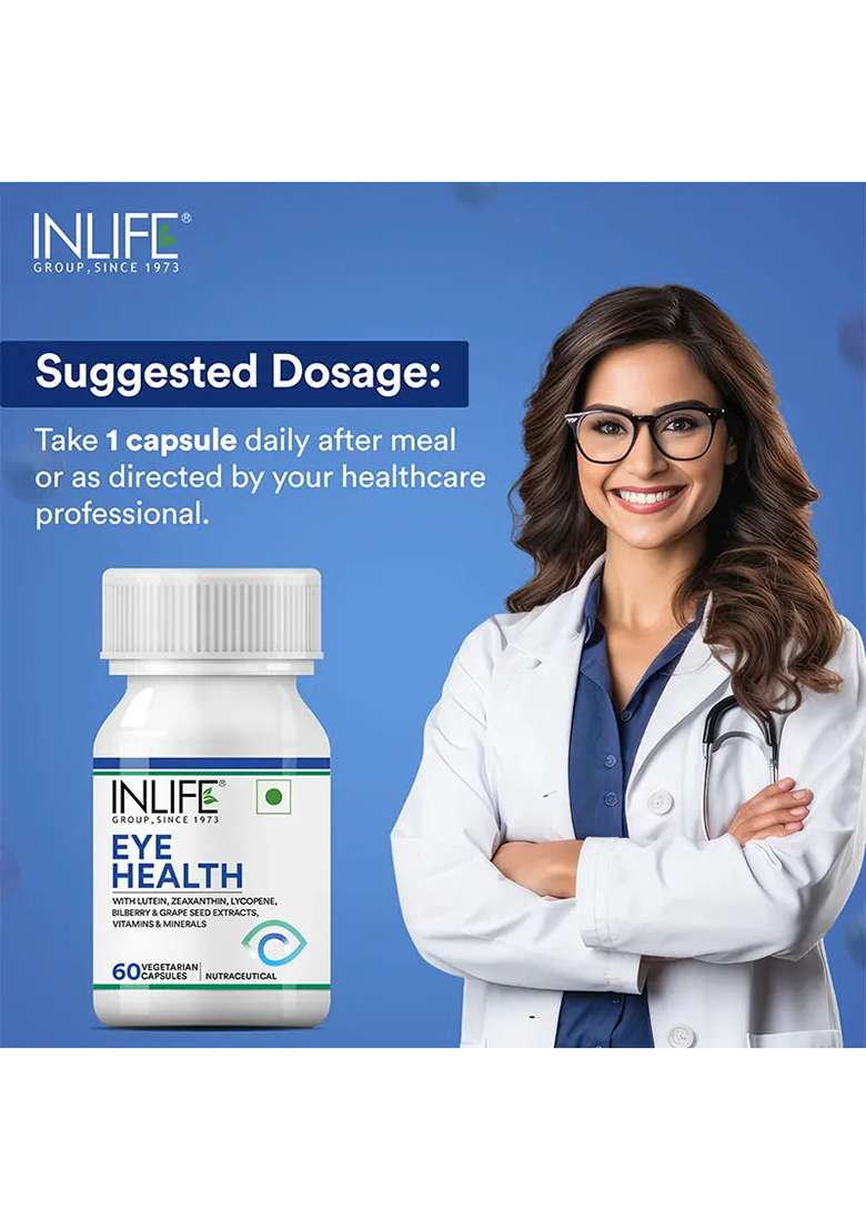 Inlife Eye Health Supplement With Bilberry, Zeaxanthin | Veg. Capsules - Indya