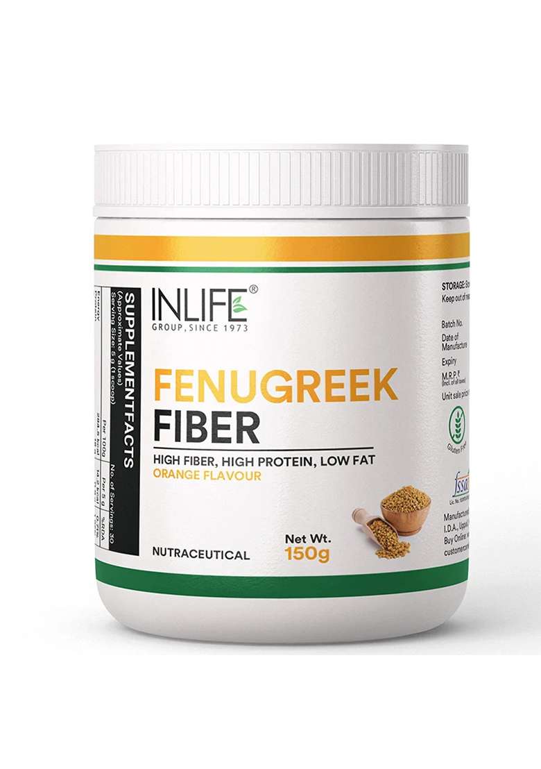 Inlife Fenugreek Fiber Powder | Refreshing Orange Flavor-150G - Indya