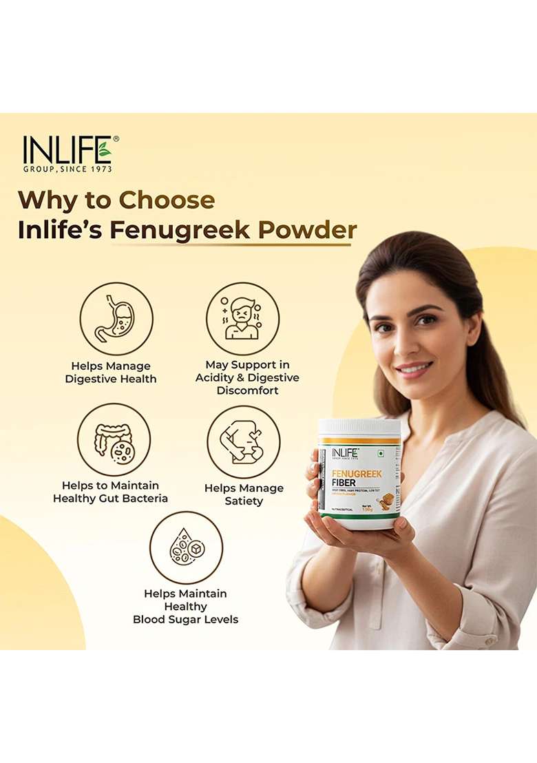 Inlife Fenugreek Fiber Powder | Refreshing Orange Flavor-150G - Indya