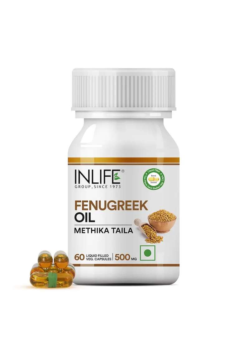 Inlife Fenugreek Oil Supplement | 500Mg | Veg. Capsules - Indya