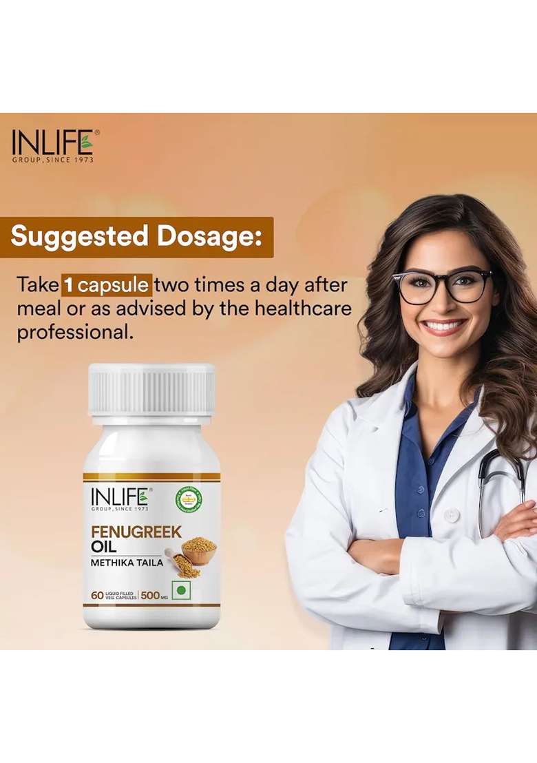 Inlife Fenugreek Oil Supplement | 500Mg | Veg. Capsules - Indya
