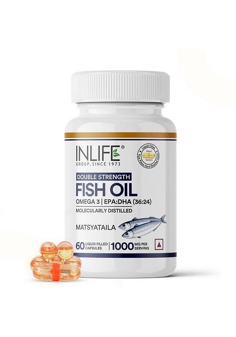 Inlife Fish Oil (Double Strength) Omega 3 Fatty Acids Supplement | 1000Mg Per Serving