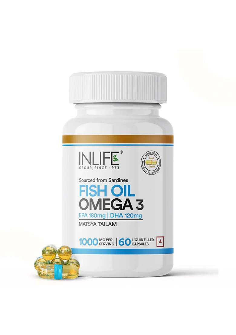 Inlife Fish Oil Omega 3 Fatty Acids Supplement | 1000Mg Per Serving - Indya