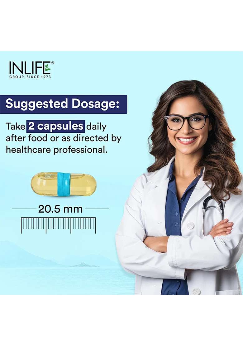 Inlife Fish Oil Omega 3 Fatty Acids Supplement | 1000Mg Per Serving - Indya