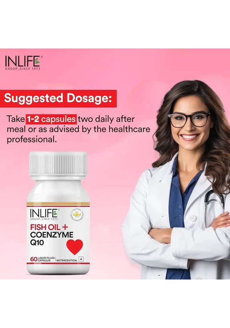 Inlife Fish Oil With Coq10 Supplement | Liquid Filled Capsules - Indya