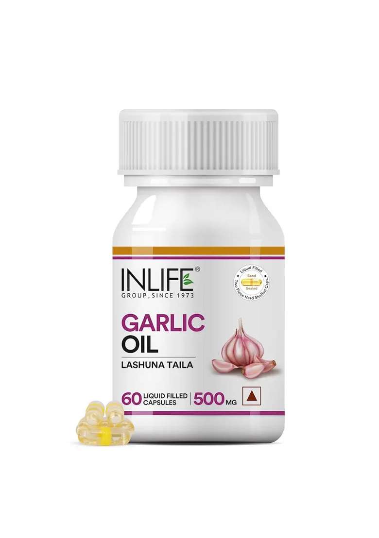 Inlife Garlic Oil Supplement | 500Mg | Liquid Filled Capsules - Indya
