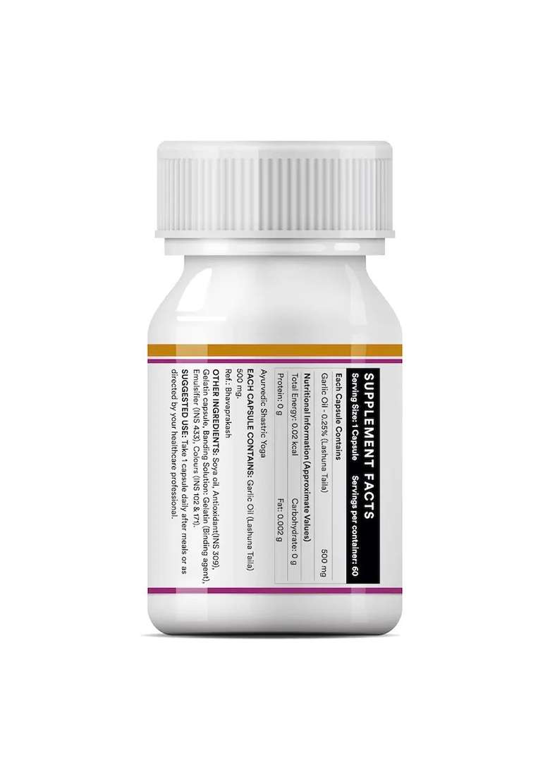 Inlife Garlic Oil Supplement | 500Mg | Liquid Filled Capsules - Indya