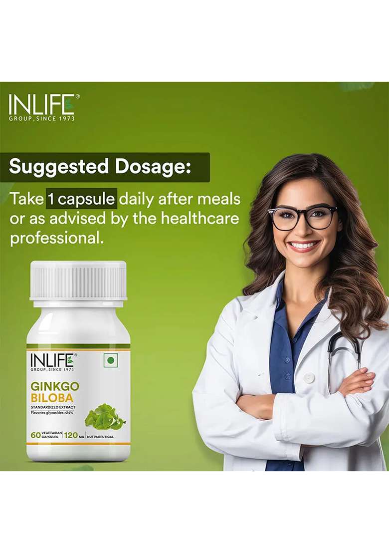 Inlife Ginkgo Biloba Supplement, 120Mg | Veg. Capsules - Indya