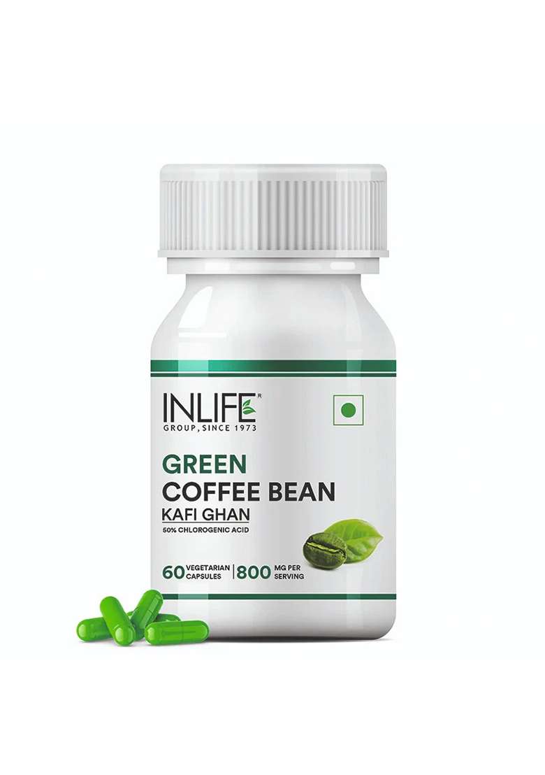 Inlife Green Coffee Bean Extract Supplement | 800Mg / Serving | Veg. Capsules - Indya