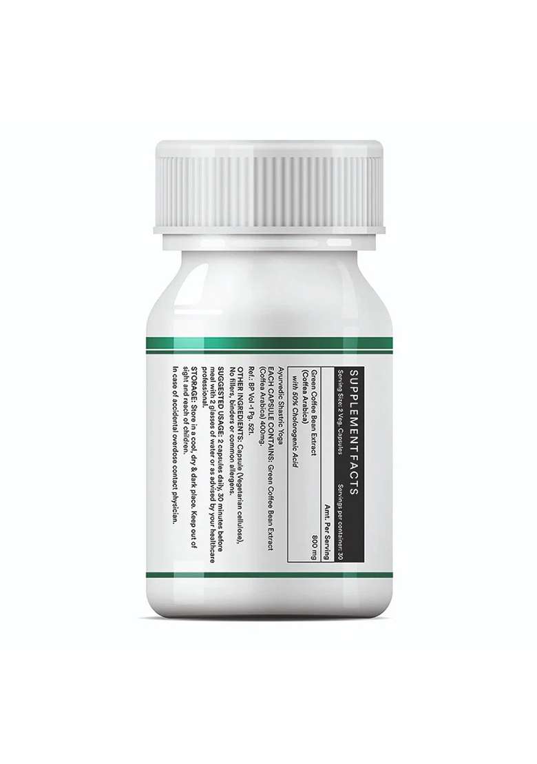 Inlife Green Coffee Bean Extract Supplement | 800Mg / Serving | Veg. Capsules - Indya