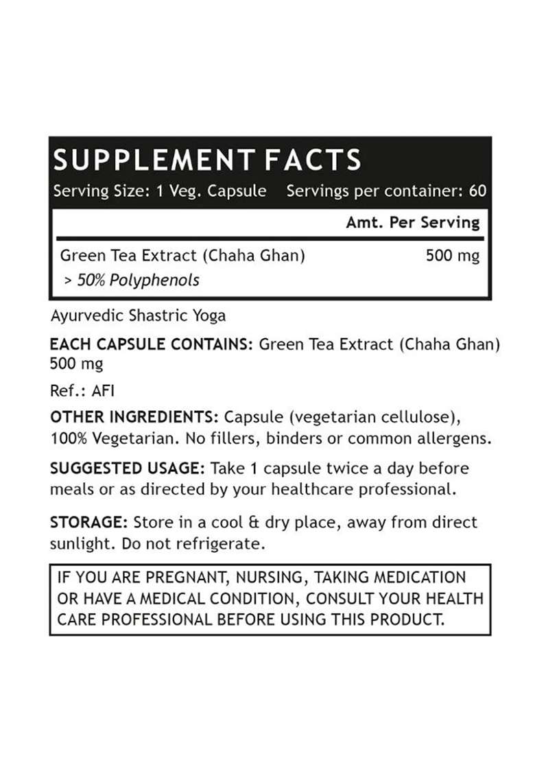 Inlife Green Tea Extract Supplement | 500 Mg | Veg. Capsules - Indya