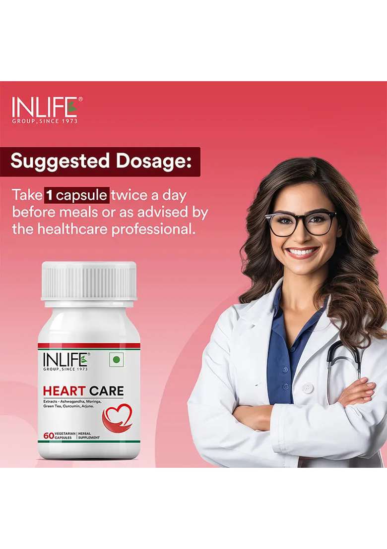 Inlife Heart Care Supplement | 500Mg | Veg. Capsules - Indya