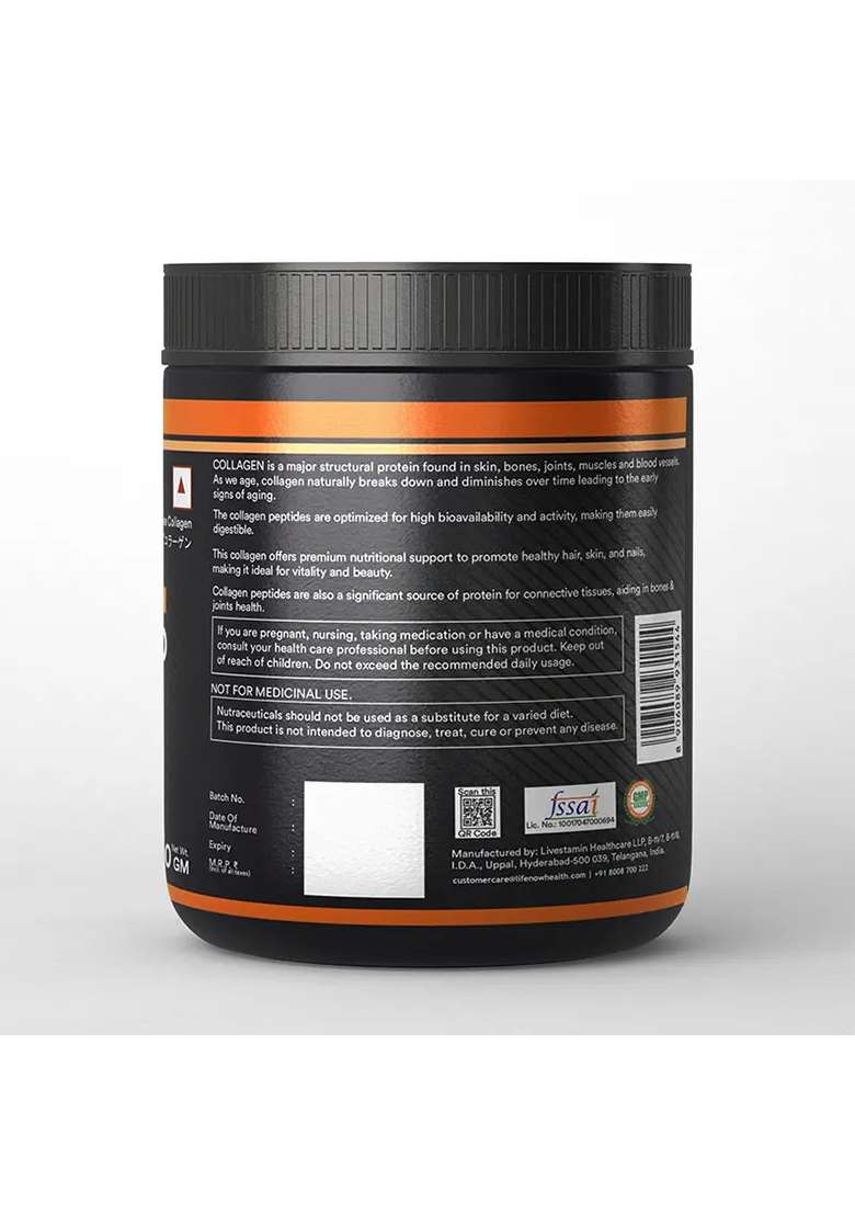 Inlife Hydrolyzed Japanese Collagen Peptides | With Biotin, Hyaluronic Acid & Glucosamine Hcl | 200G Powder - Indya