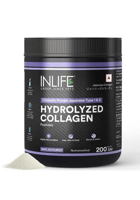 Inlife Hydrolyzed Japanese Collagen | Type 1 & 3 Collagen Peptides Powder | Clinically Proven Ingredient | 200G Unflavored Powder