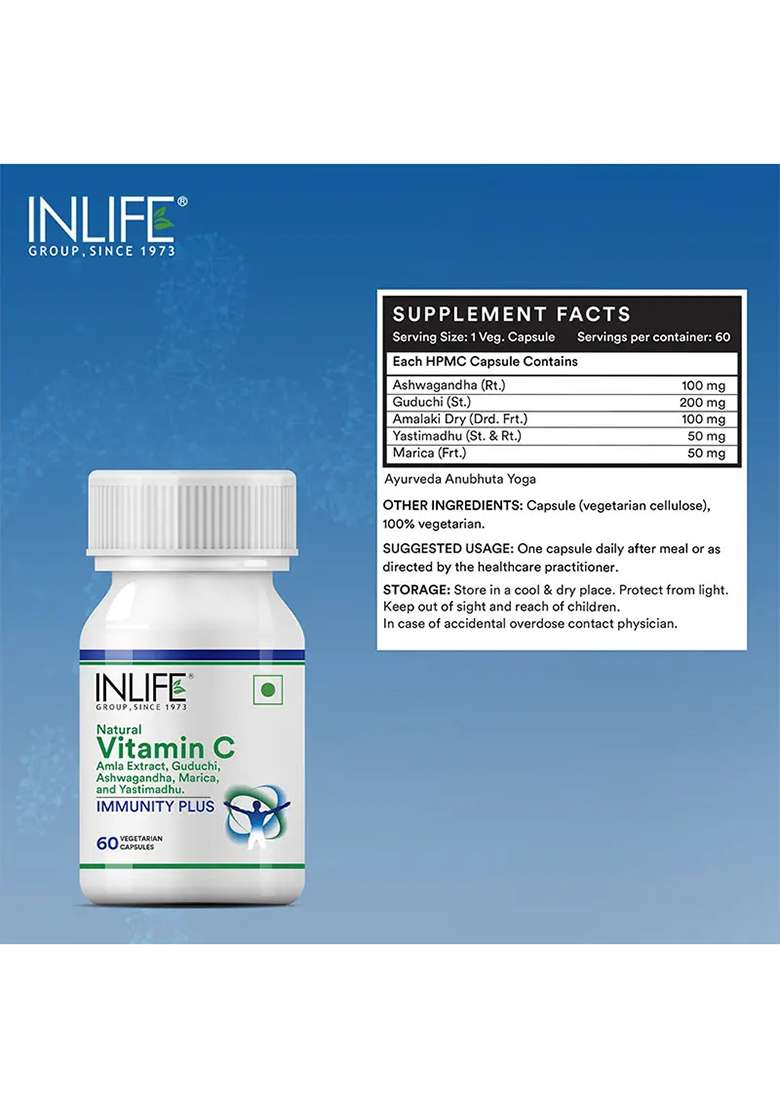 Inlife Immunity Plus Supplement, 500Mg | Veg. Capsules - Indya
