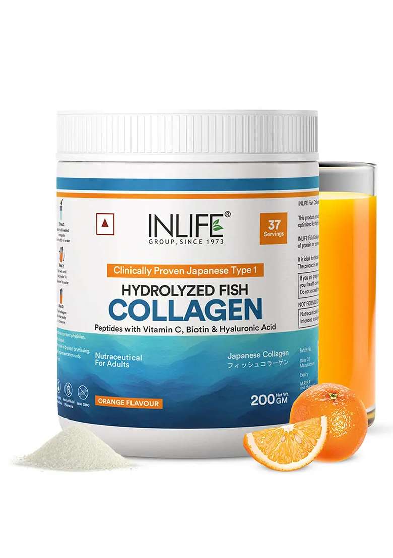 Inlife Japanese Marine Fish Collagen Supplements For Women & Men | Clinically Proven Ingredient | 200G Powder - Indya