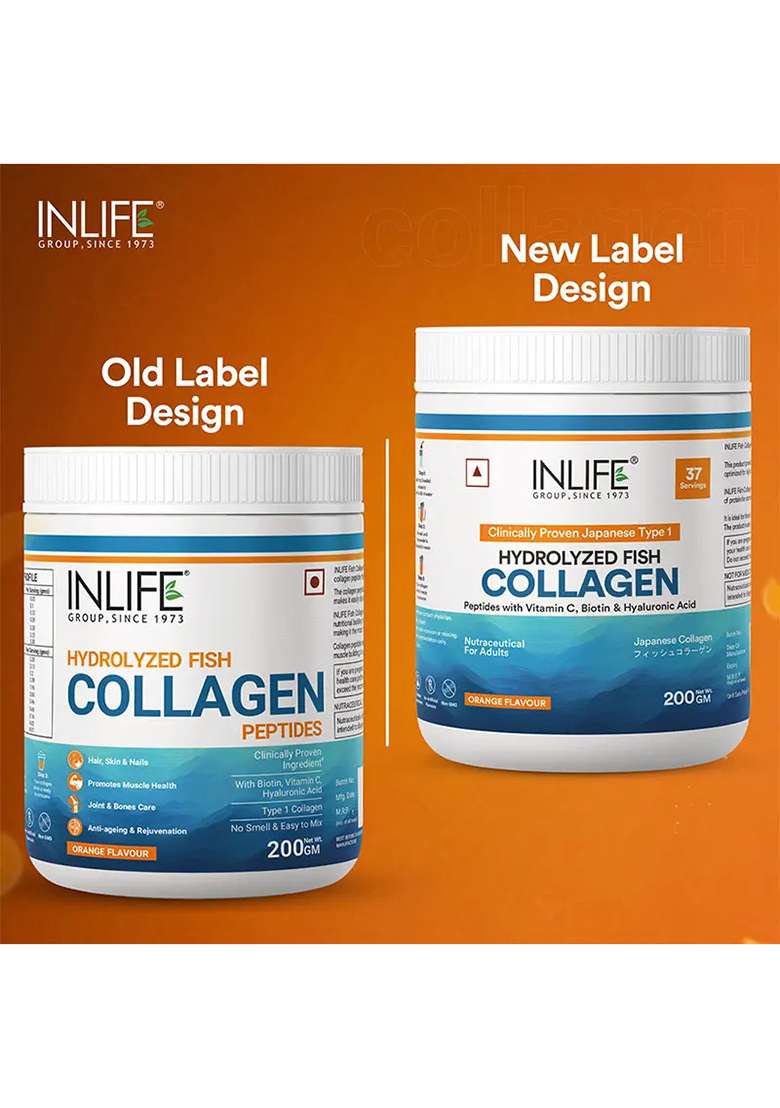 Inlife Japanese Marine Fish Collagen Supplements For Women & Men | Clinically Proven Ingredient | 200G Powder - Indya