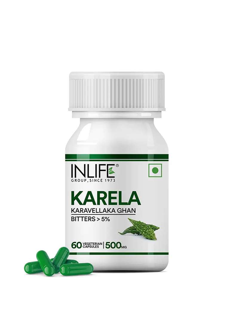 Inlife Karela Bitter Gourd Extract Supplement, 500Mg | Veg. Capsules - Indya