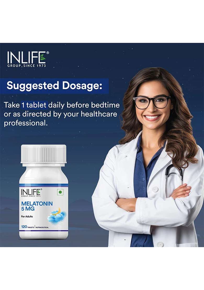 Inlife Melatonin 5Mg Tablets Supplement For Adults | Sleep And Relaxation | Vegetarian Tablets - Indya