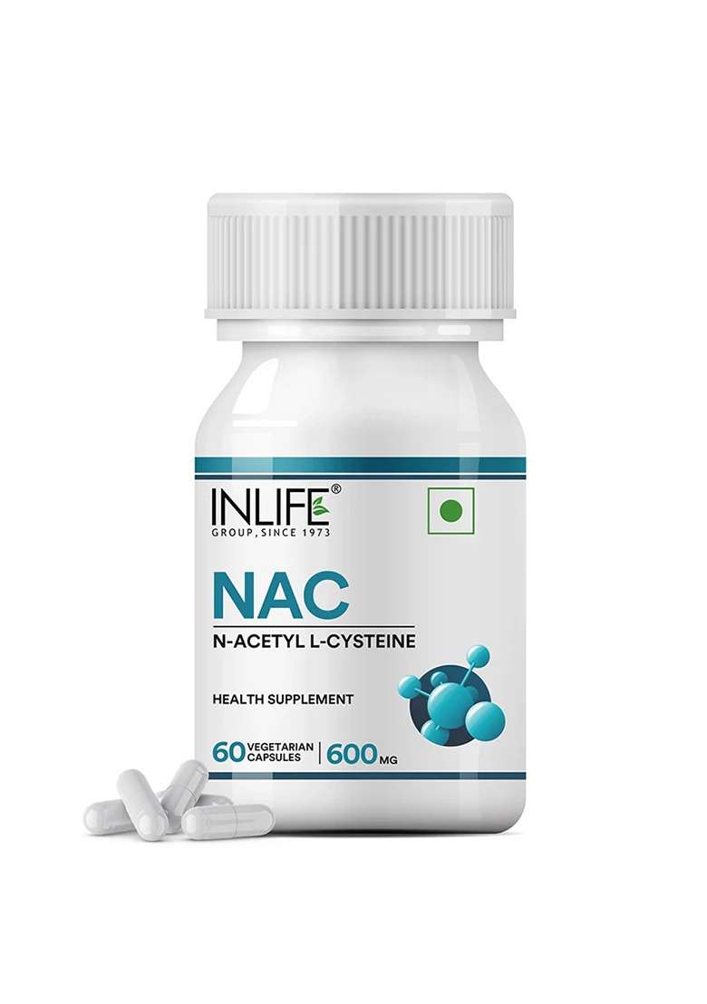 Inlife N-Acetyl Cysteine (Nac) Supplement 600Mg | Supports Liver & Respiratory Health | Veg. Capsules - Indya
