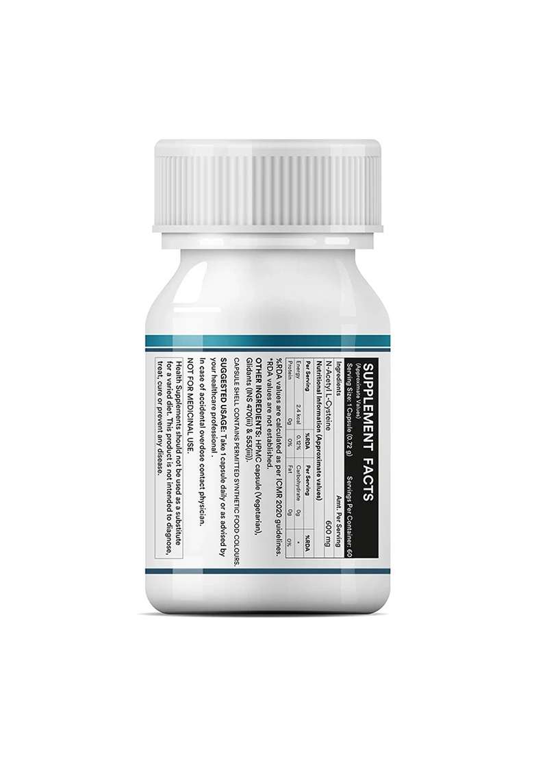 Inlife N-Acetyl Cysteine (Nac) Supplement 600Mg | Supports Liver & Respiratory Health | Veg. Capsules - Indya