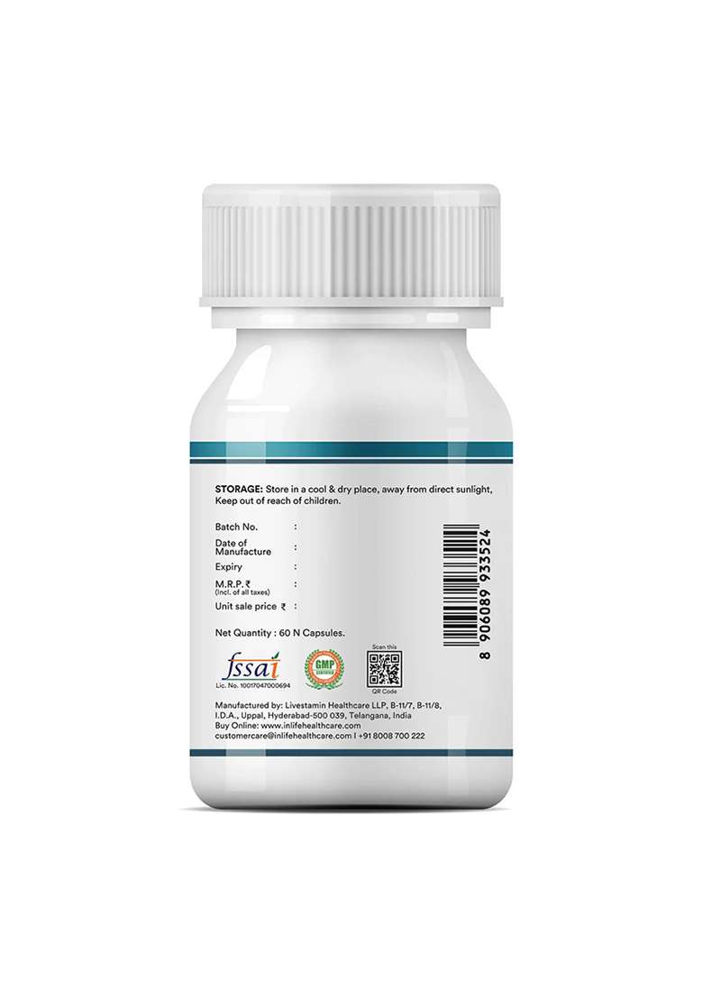 Inlife N-Acetyl Cysteine (Nac) Supplement 600Mg | Supports Liver & Respiratory Health | Veg. Capsules - Indya