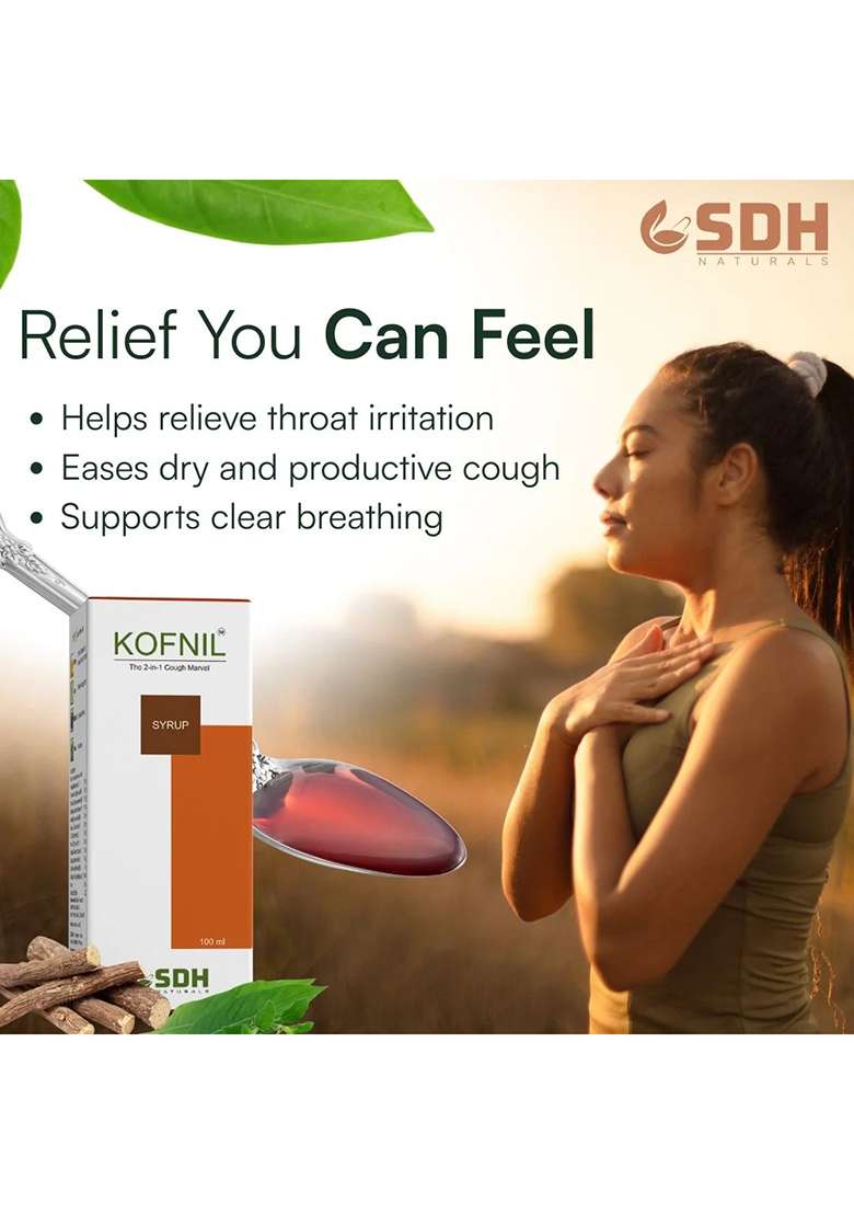 Sdhstore Kofnil Syrup | Ayurvedic Herbal Cough Formula | With Vasaka, Yashtimadhu, Bharangi & Kantkari - Indya