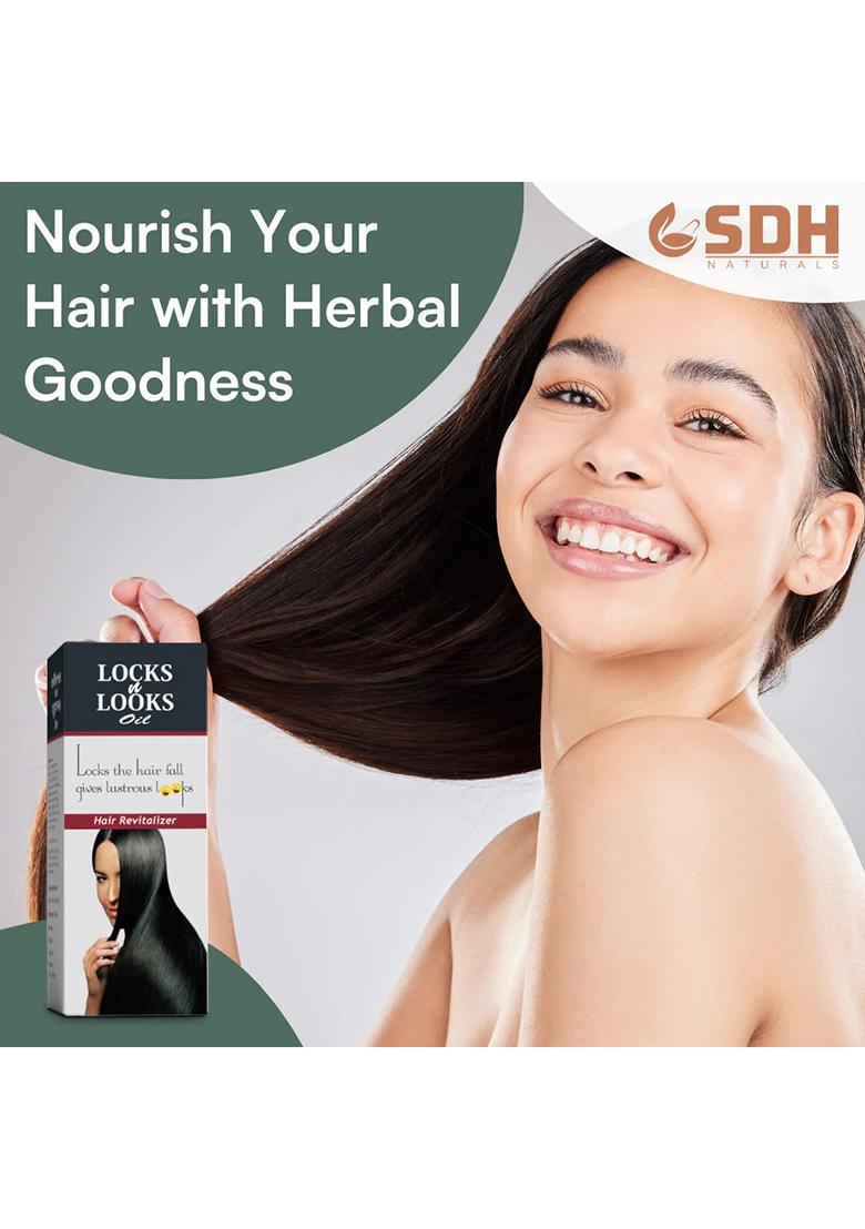 Sdhstore Locks N Looks Hair Oil – Enriched With Bhringraj, Neem Patra, Brahmi & Shikakai | Ayurvedic Scalp & Hair Nourishment | For Stronger, Healthier Hair