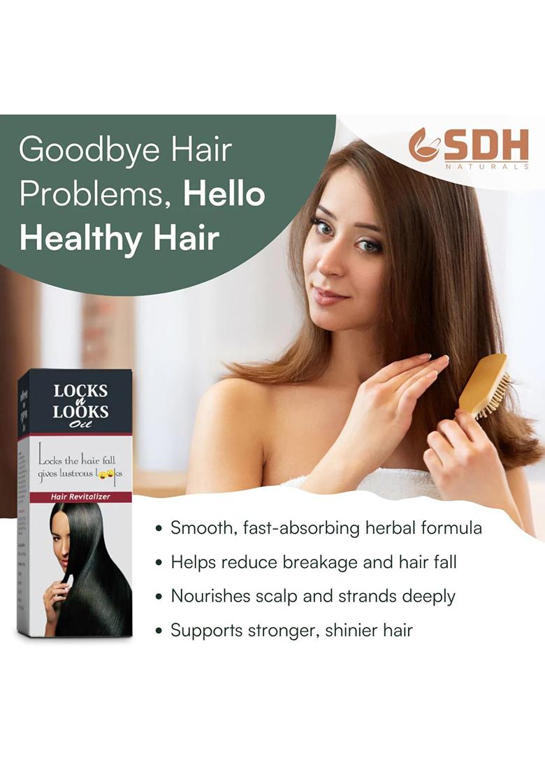 Sdhstore Locks N Looks Hair Oil – Enriched With Bhringraj, Neem Patra, Brahmi & Shikakai | Ayurvedic Scalp & Hair Nourishment | For Stronger, Healthier Hair