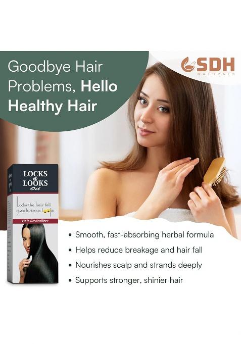 Sdhstore Locks N Looks Hair Oil – Enriched With Bhringraj, Neem Patra, Brahmi & Shikakai | Ayurvedic Scalp & Hair Nourishment | For Stronger, Healthier Hair