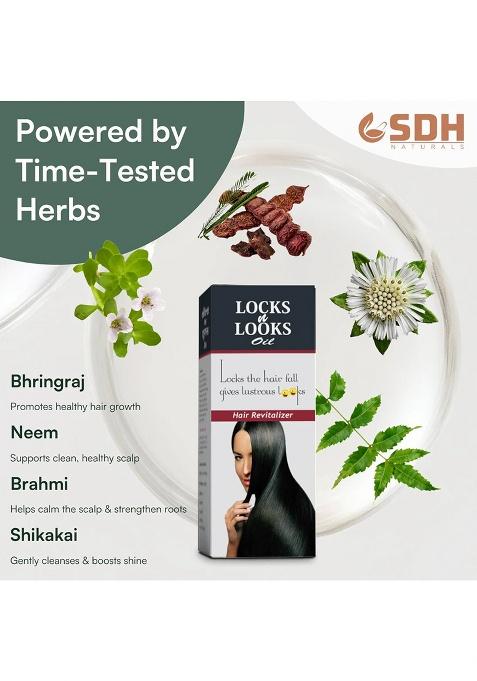 Sdhstore Locks N Looks Hair Oil – Enriched With Bhringraj, Neem Patra, Brahmi & Shikakai | Ayurvedic Scalp & Hair Nourishment | For Stronger, Healthier Hair