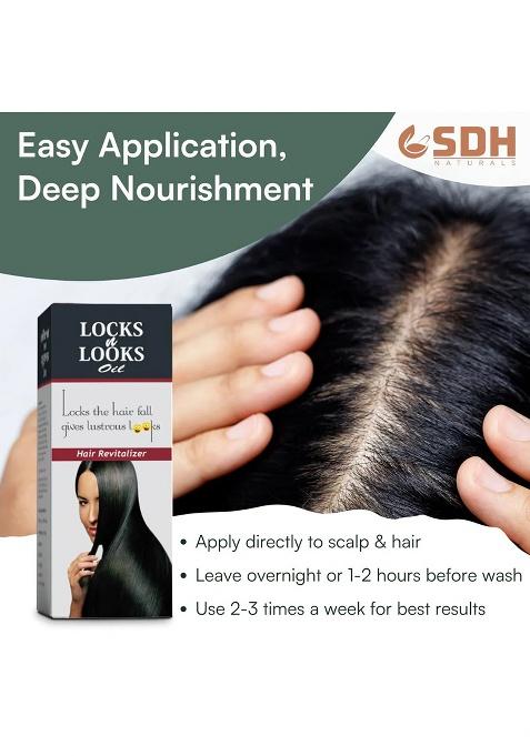 Sdhstore Locks N Looks Hair Oil – Enriched With Bhringraj, Neem Patra, Brahmi & Shikakai | Ayurvedic Scalp & Hair Nourishment | For Stronger, Healthier Hair