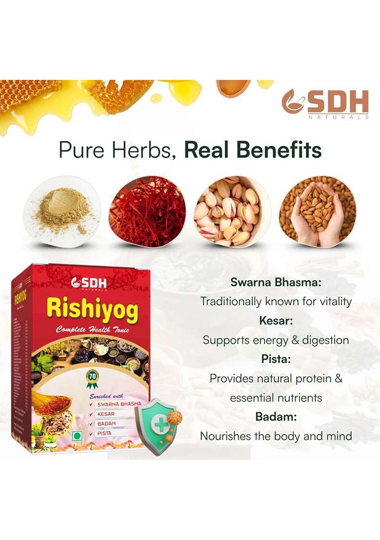 Sdhstore Rishiyog | Ayurvedic Wellness Supplement With Ashwagandha, Shatavari, Gokhru & Tulsi - Indya