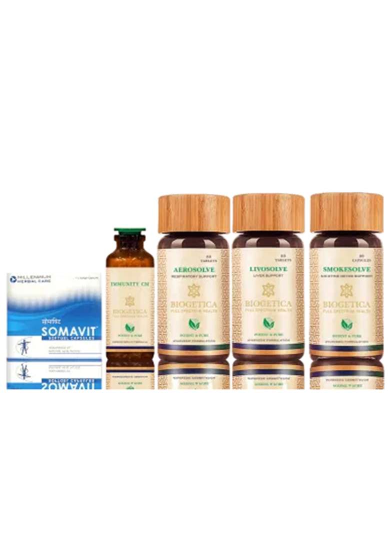 Biogetica Core Immunity Boost Kit With Lung Health And Smokesolve Formula – 40 Days - Indya