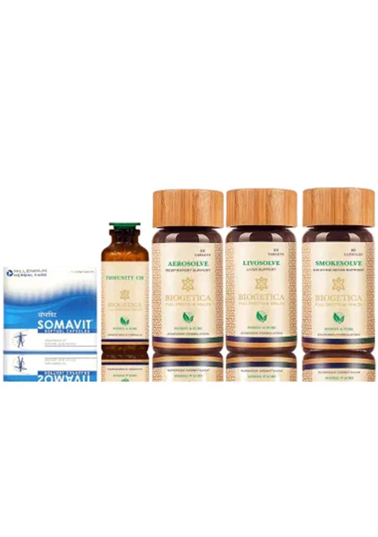 Biogetica Core Immunity Boost Kit With Lung Health And Smokesolve Formula – 40 Days - Indya