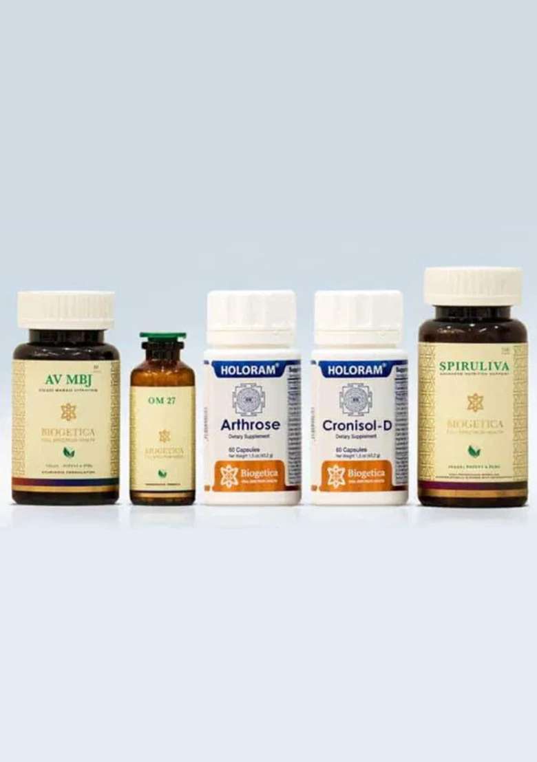 Biogetica Deliverance Kit With Arthrosolve, Arthrose, Spiruliva And Om 27 Formula - Indya