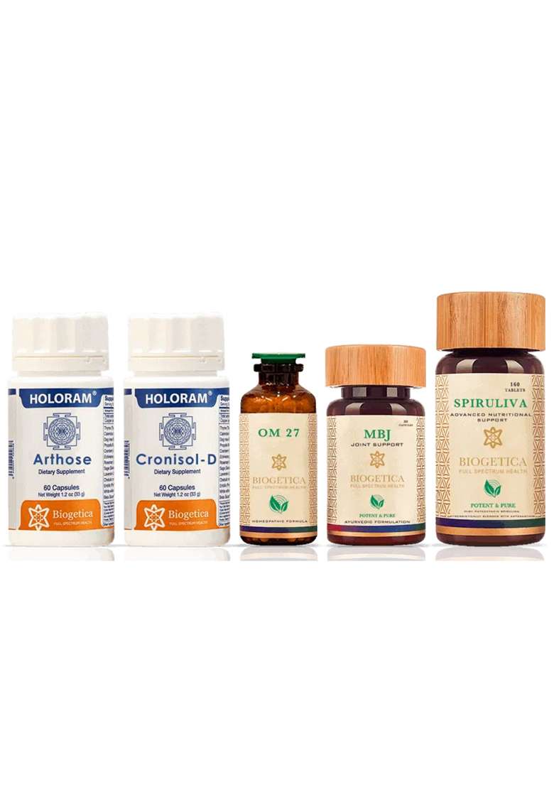 Biogetica Deliverance Kit With Arthrosolve, Arthrose, Spiruliva And Om 27 Formula - Indya