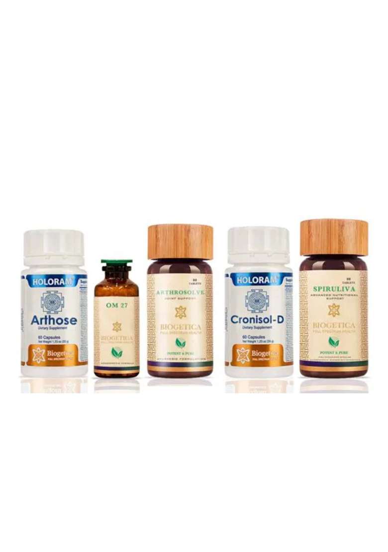 Biogetica Deliverance Kit With Arthrosolve, Arthrose, Spiruliva And Om 27 Formula - Indya