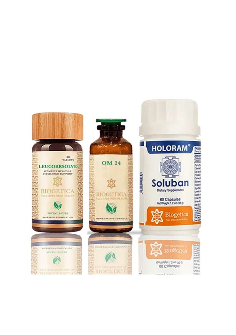 Biogetica Doctor Recommended 4 Month Supply Freedom Kit With Om 24 Formula And Leucorrsolve Tablets - Indya