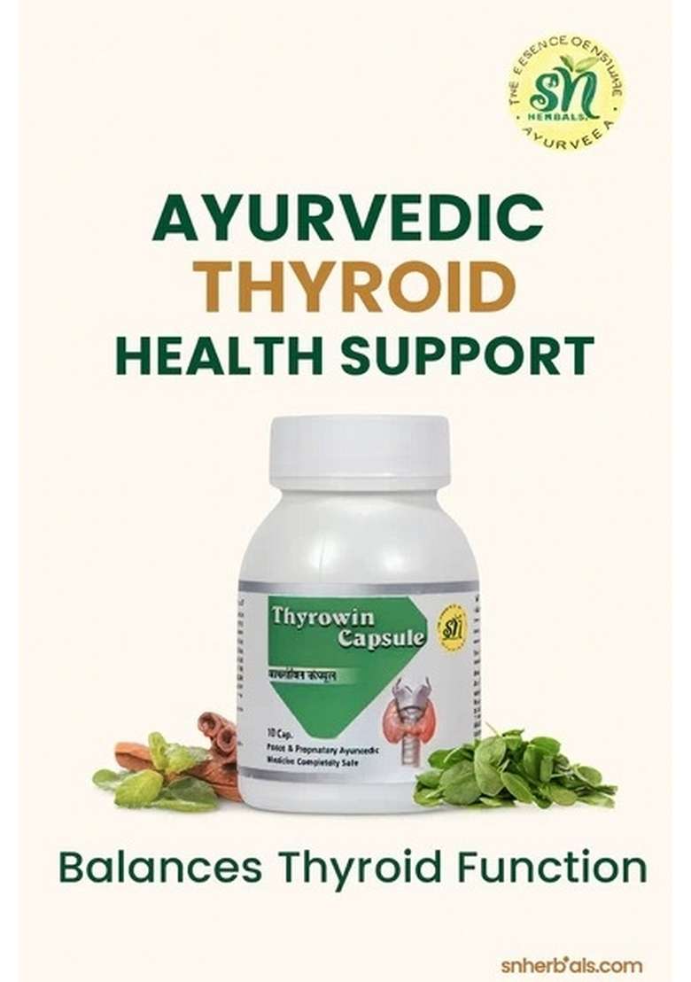 Snherbals Thyrowin Capsules – Ayurvedic Thyroid Health Support|Balance Hypo & Hyperthyroidism Pack of 3 - Indya
