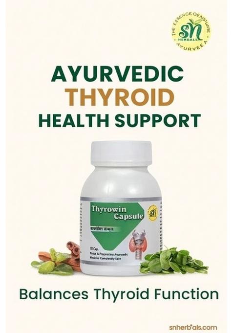 Snherbals Thyrowin Capsules – Ayurvedic Thyroid Health Support|Balance Hypo & Hyperthyroidism Pack of 3