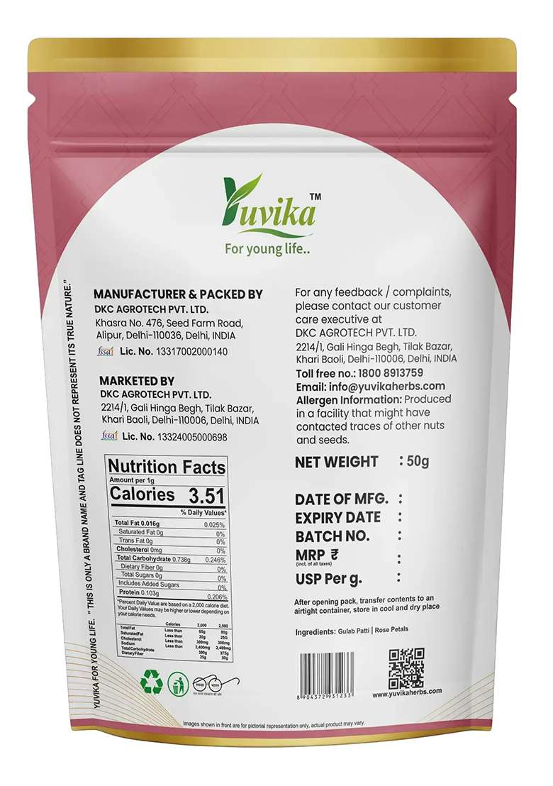 Yuvikaherbs Gulab Patti - Dry Rose Petal 50Gm Pack of 1 - Indya