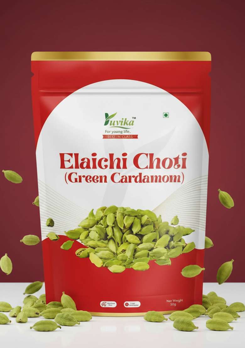 Yuvikaherbs Elaichi Choti - Green Cardamom 50Gm Pack of 1 - Indya