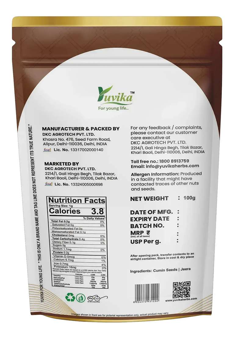 Yuvikaherbs Jeera Safed 100Gm Pack of 1 - Indya