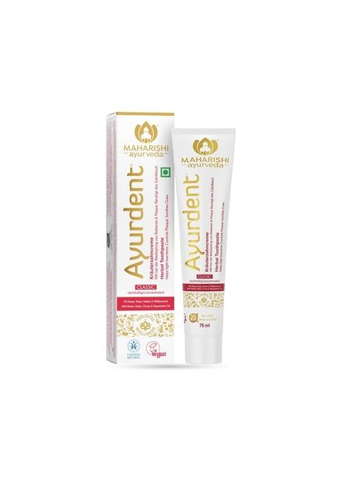 Maharishi Ayurveda Ayurdent Classic Toothpaste|Unique Saliva Balancing Formula|For Toothache,Bleeding Gums,Sensitivity,Cavities,Plaque & Bad Breath|Non Foaming,Sls Fluoride Free|Pack Of 1