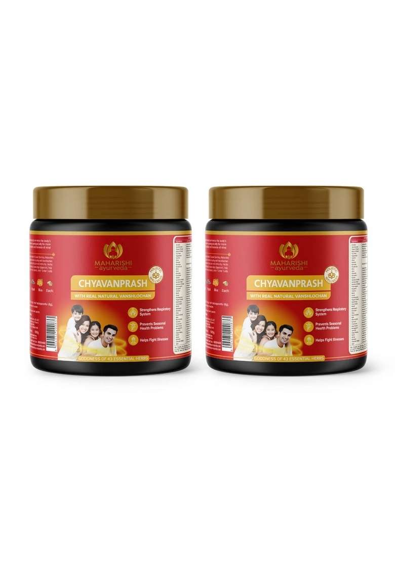 Maharishi Ayurveda Authentic Chyavanprash | 5X Immunity, Strength & Stamina Chyawanprash With Pure Vanshlochan (500Gm- Pack Of 2) - Indya