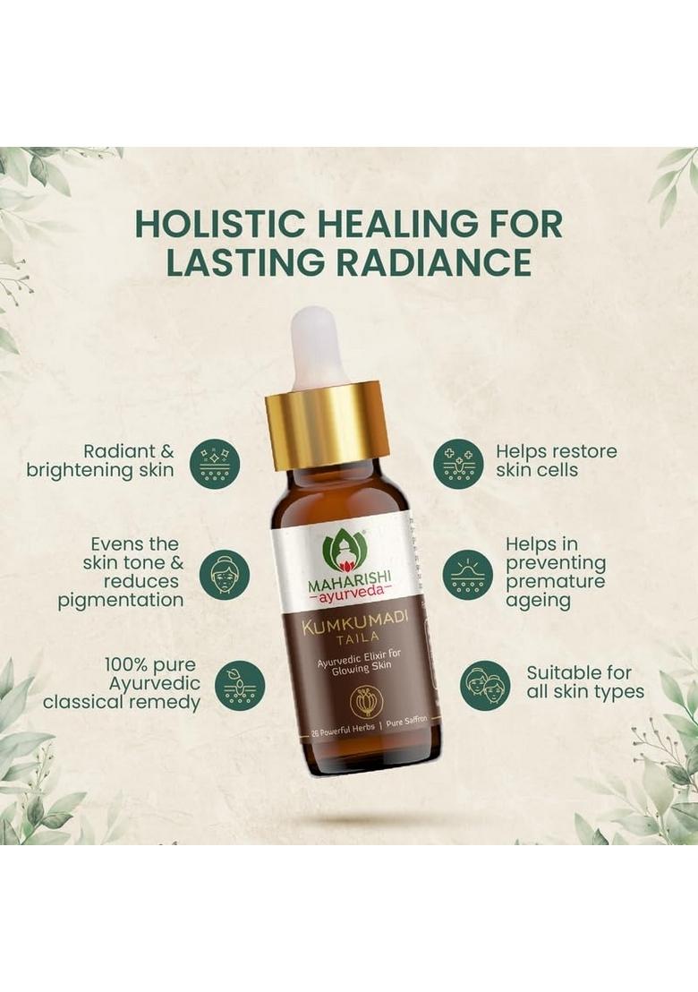 Maharishi Ayurveda Kumkumadi Tailam 10 Ml Pack Of 1 Face Serum Oil For Glowing Skin And Even Complexion Made With Potent Herbs Ideal All Types No Side Effects